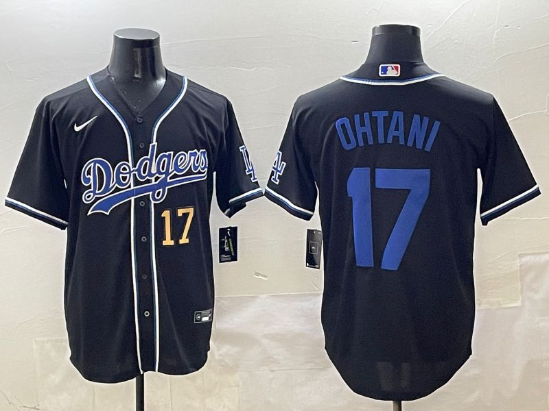 Men Los Angeles Dodgers 17 Ohtani Black blue Three generations Nike 2025 MLB Jersey style 2